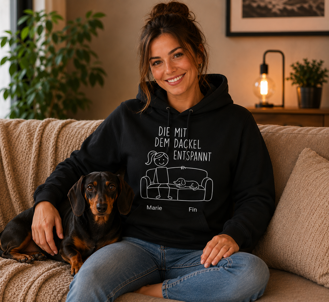 Der/die mit dem Dackel entspannt Hoodie