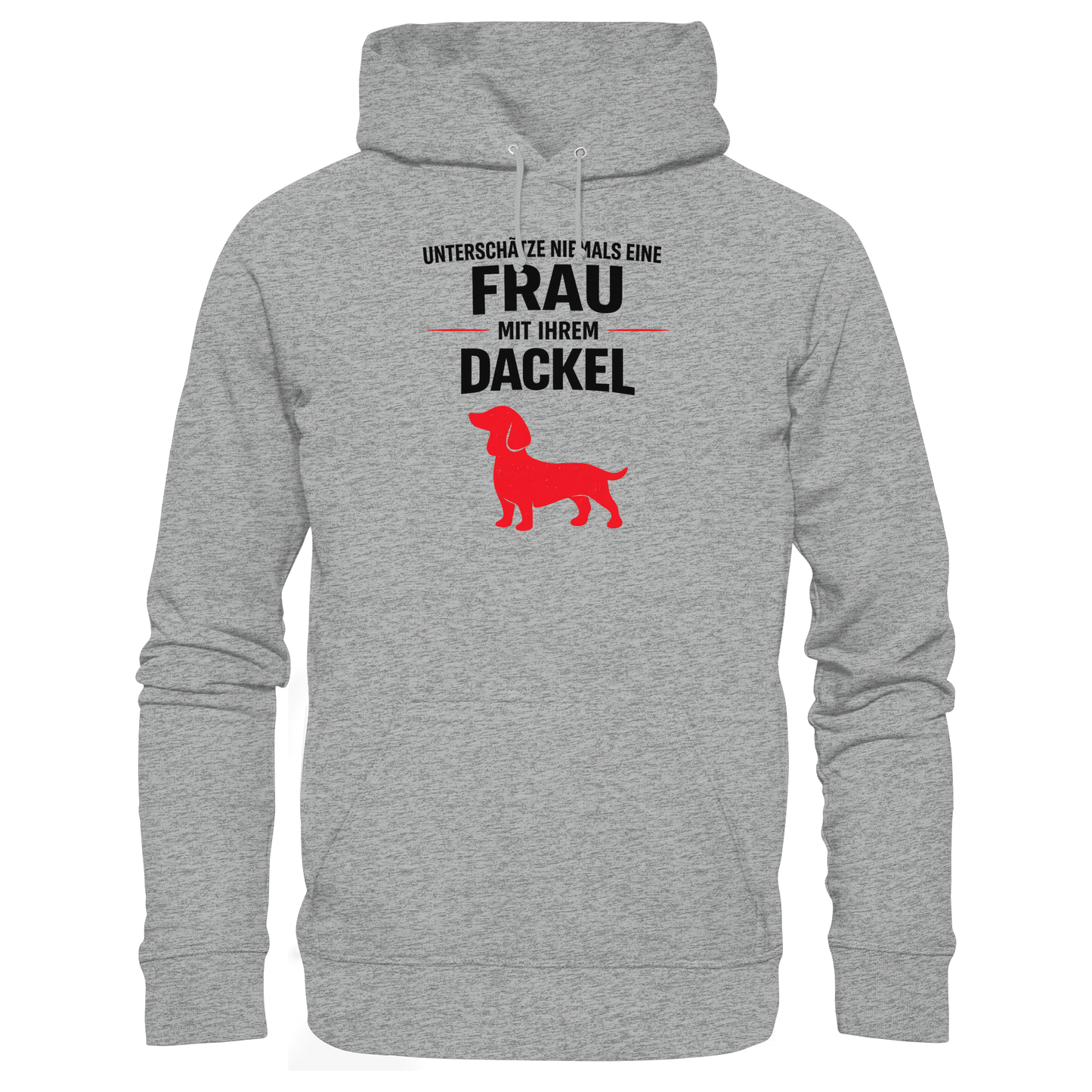 Unterschätze niemals eine Frau mit ihrem Dackel Premium Unisex Hoodie