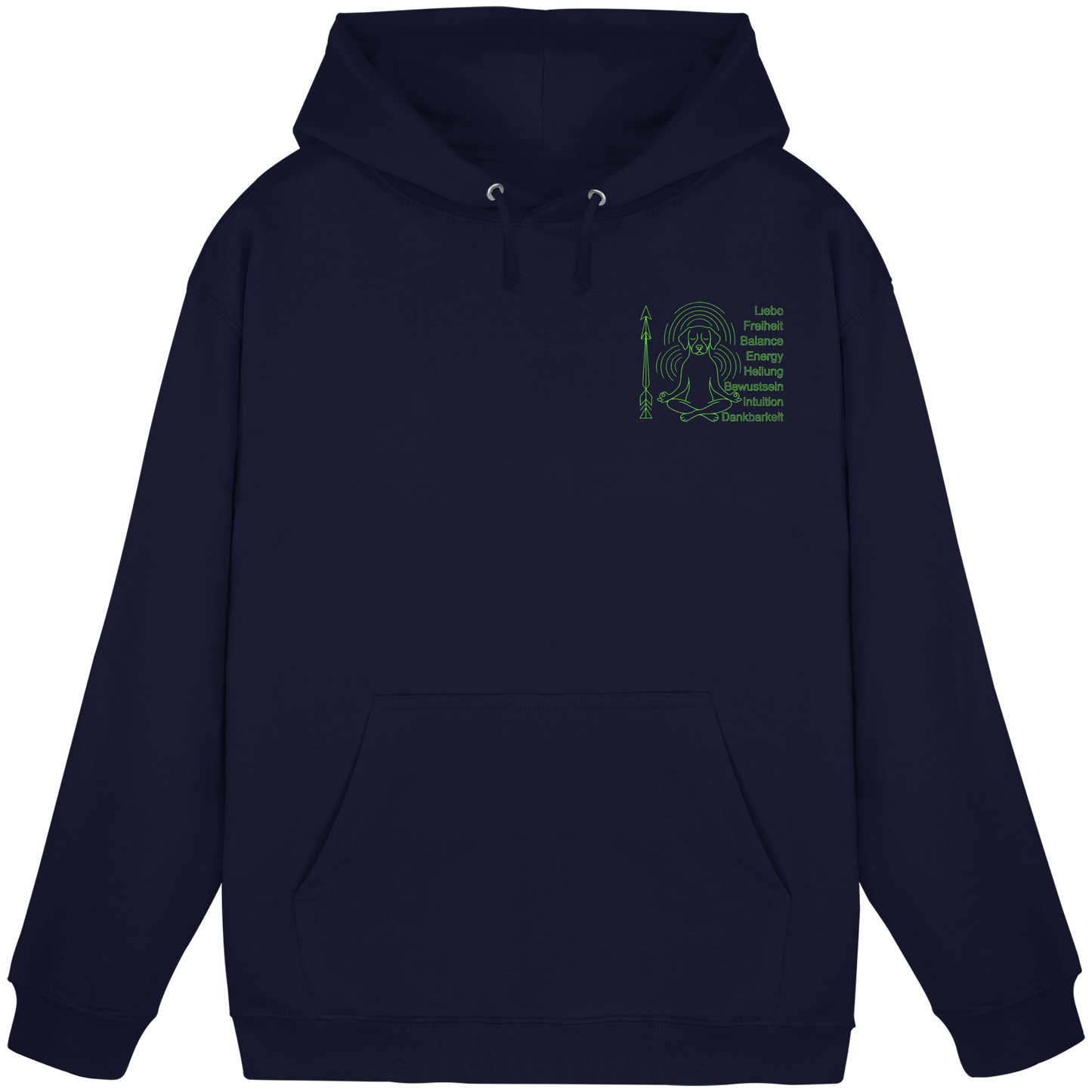 Premium Pfotenpoesie Unisex Hoodie meditierender Hund