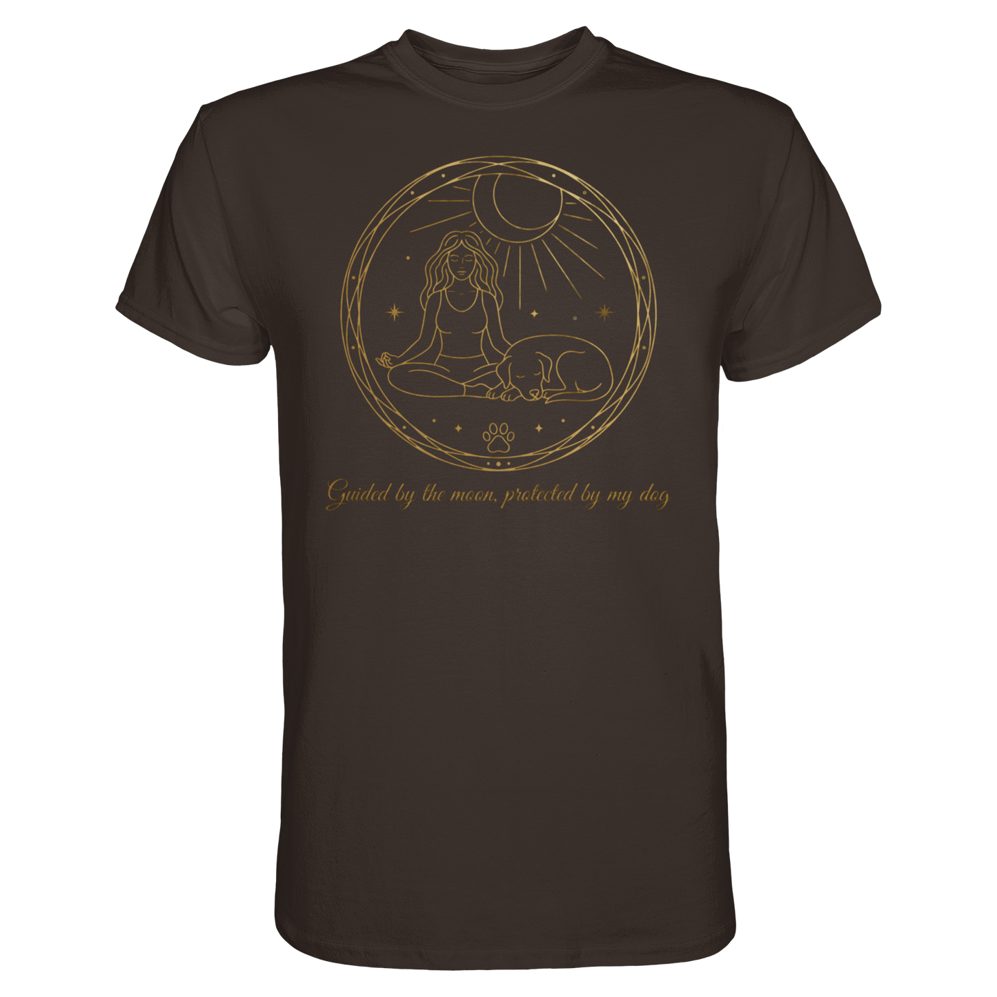 Premium Pfotenpoesie Unisex Shirt Guided by the Moon, Protected by My Dog