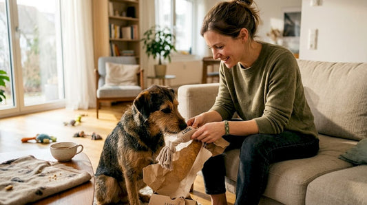 Hundehalterin freut sich über ein individuelles Geschenk
