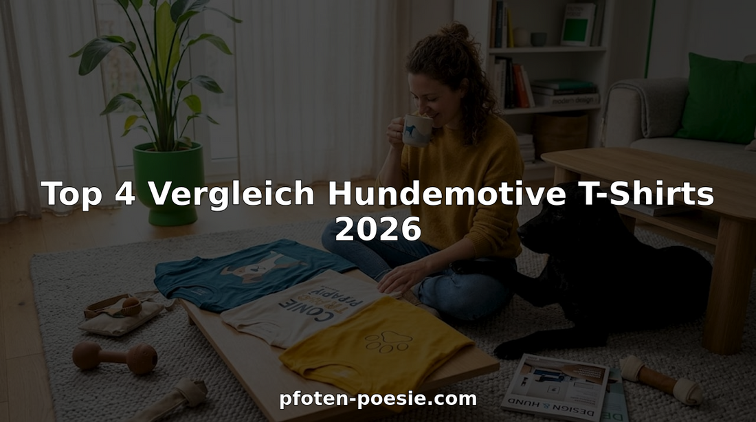 Hunde-Fan sucht gemeinsam mit ihrem Labrador das perfekte T-Shirt aus