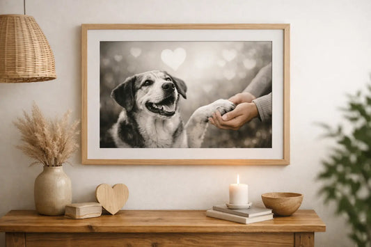 Poster mit Hundespruch für ein Zuhause mit Herz