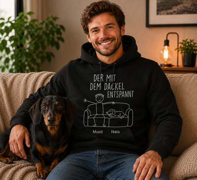 Der/die mit dem Dackel entspannt Hoodie