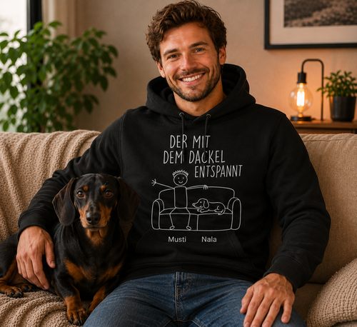 Der/die mit dem Dackel entspannt Hoodie
