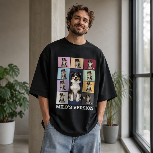 Oversized T-Shirt Mit Tier Foto