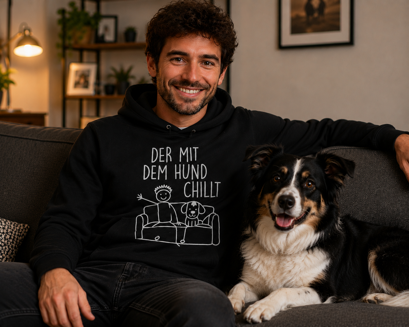 Der/ie Mit Dem Hund Chillt Unisex Hoodie