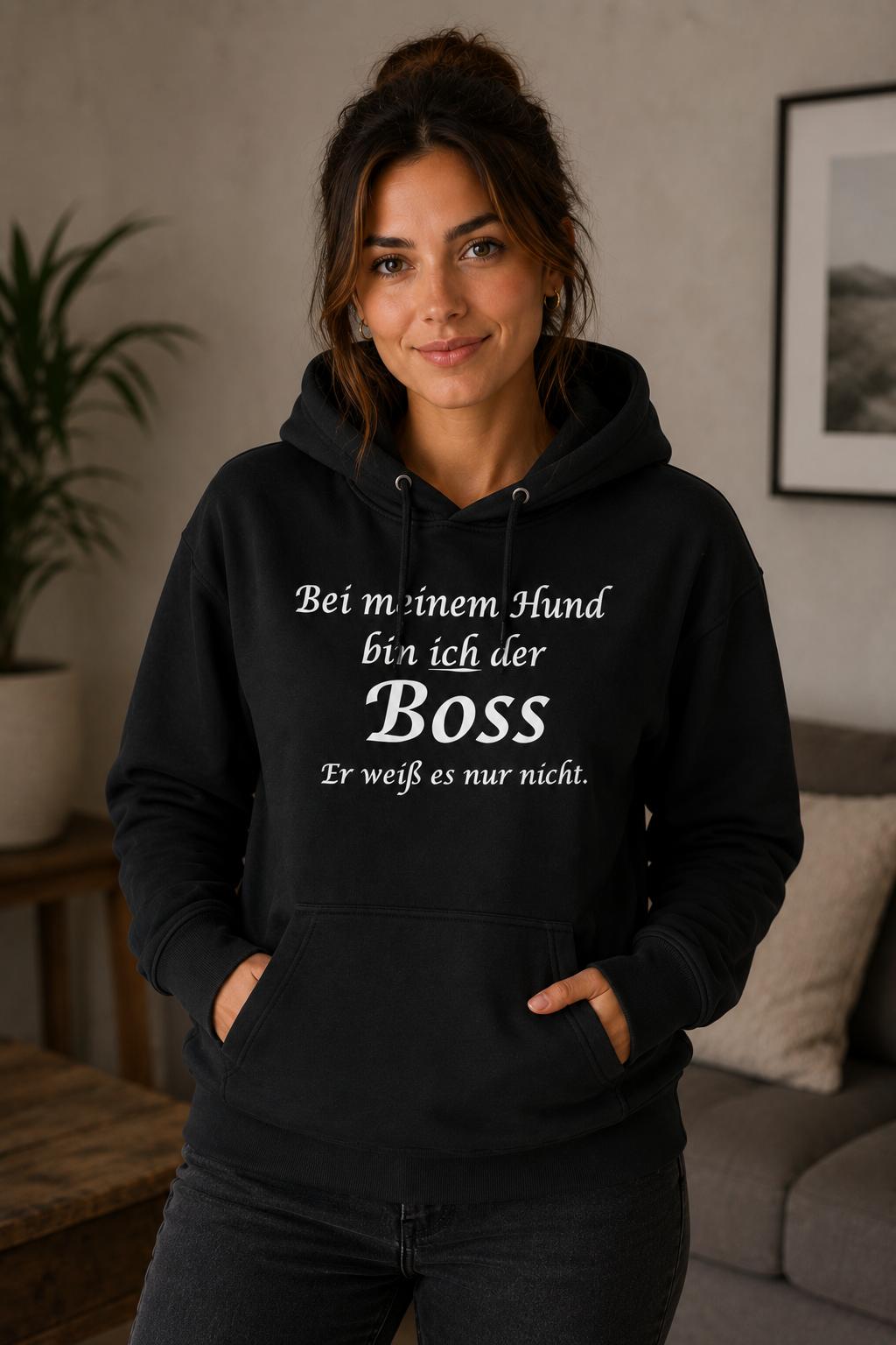 Bei Meinem Hund Bin Ich der Boss Unisex Hoodie
