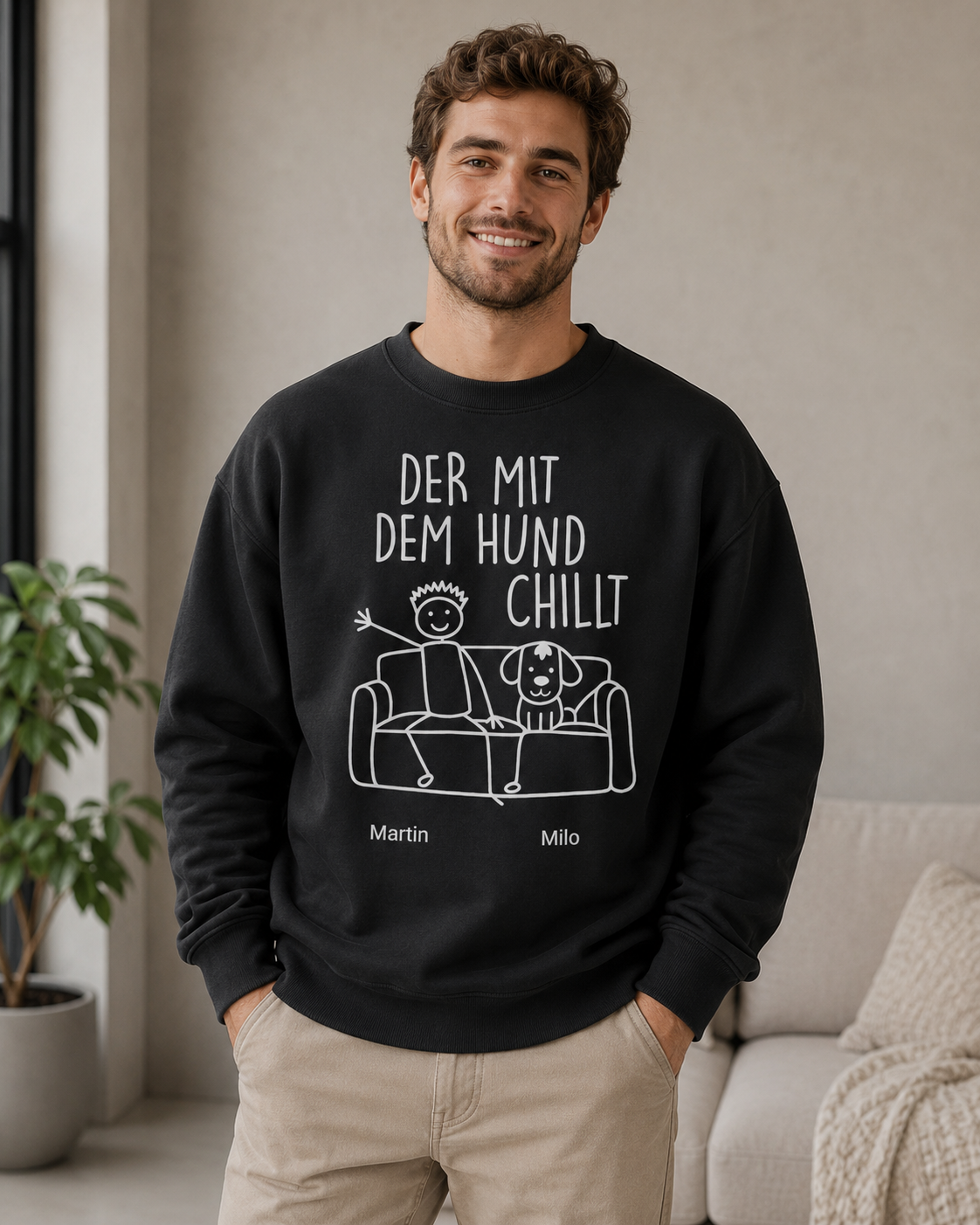 Der/Die Mit dem Hund Chillt Unisex Sweatshirt