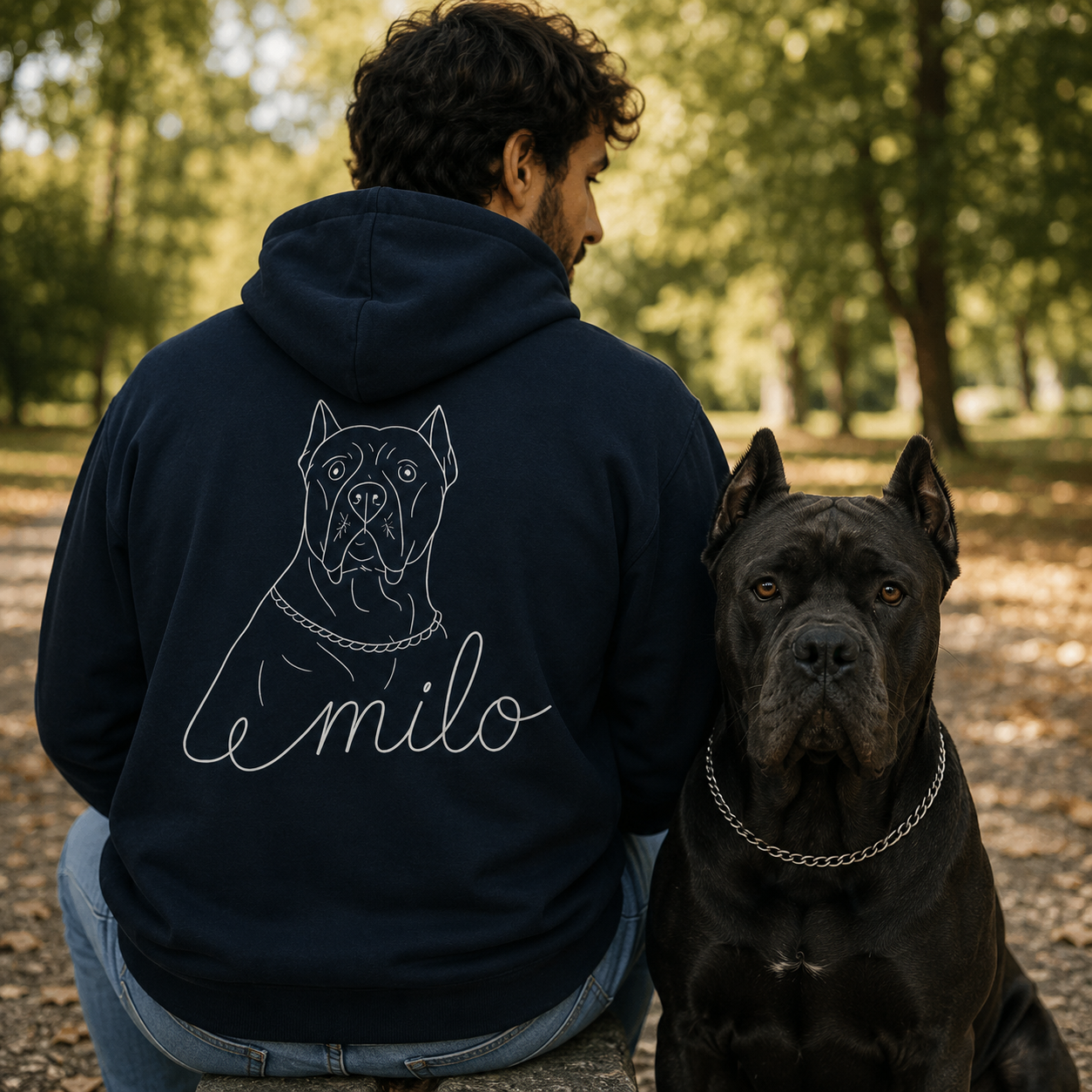 Personalisiertes Unisex-Hoodie mit der Illustration deines Hundes