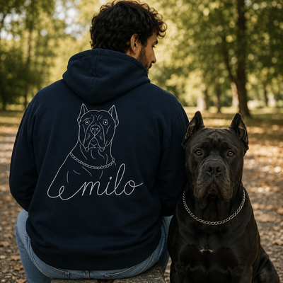 Personalisiertes Unisex-Hoodie mit der Illustration deines Hundes