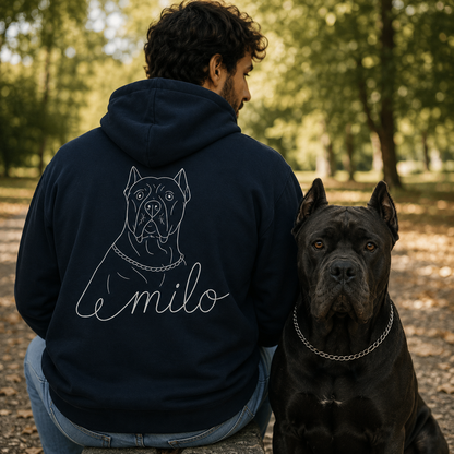 Personalisiertes Unisex-Hoodie mit der Illustration deines Hundes