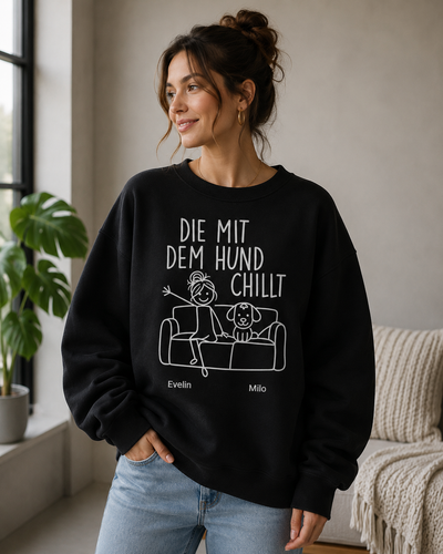 Der/Die Mit dem Hund Chillt Unisex Sweatshirt