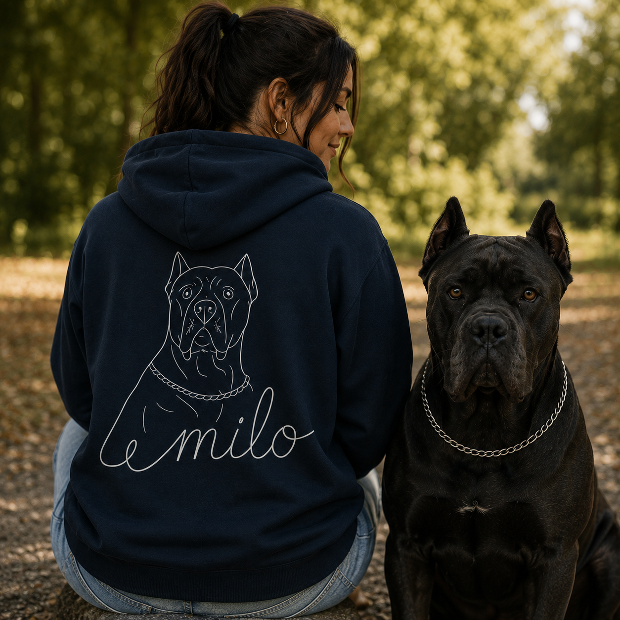 Personalisiertes Unisex-Hoodie mit der Illustration deines Hundes