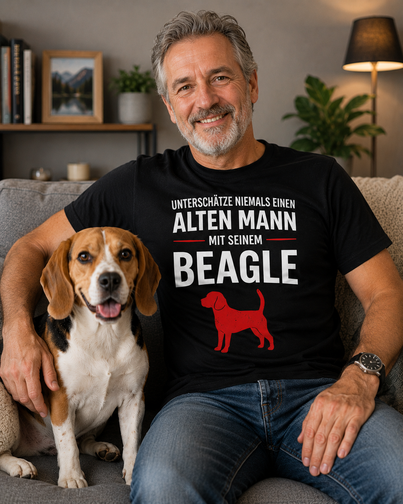Unterschätze Niemals Einen Alten Mann Mit Seinem BEAGLE - Premium Shirt