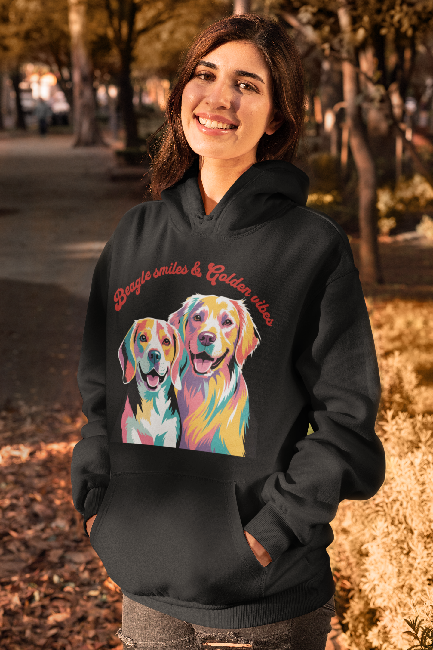 Premium Pfotenpoesie Hoodie Beagle smiles & Golden vibes