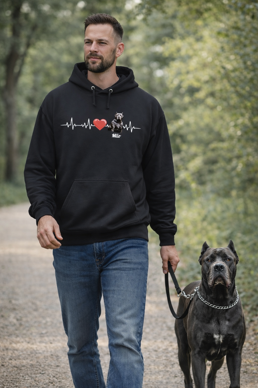 Premium Pfotenpoesie Unisex Personalisierbares Hoodie mit deinem Hund