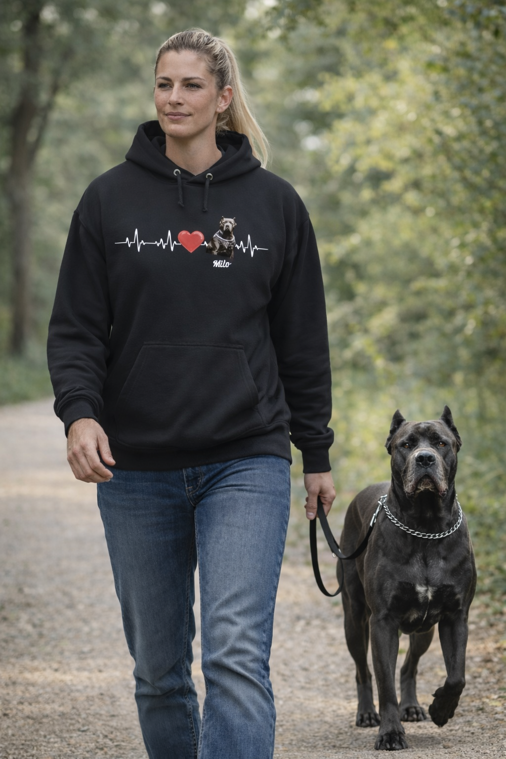 Premium Pfotenpoesie Unisex Personalisierbares Hoodie mit deinem Hund