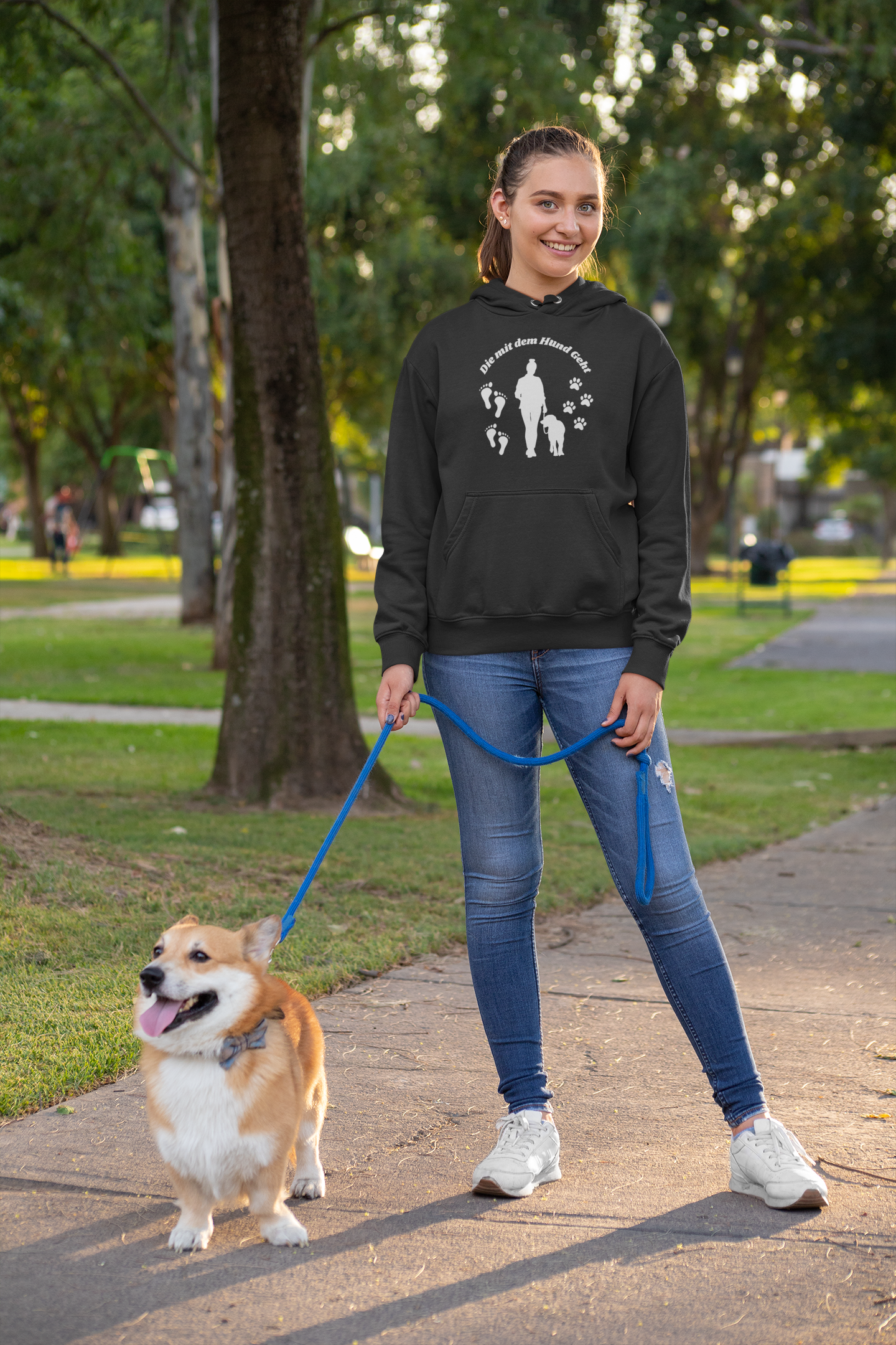 Premium Pfotenpoesie Hoodie Die Mit Dem Hund Geht