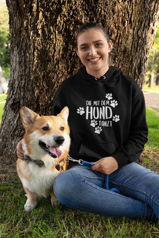 Premium Pfotenpoesie Hoodie Die mit dem Hund Tanzt