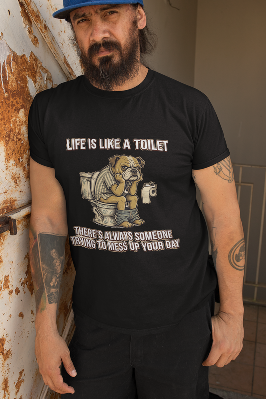 Premium Pfotenpoesie T-Shirt Life is Like a Toilet