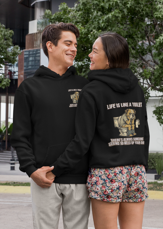 Premium Pfotenpoesie Unisex Hoodie Life is Like a Toilet
