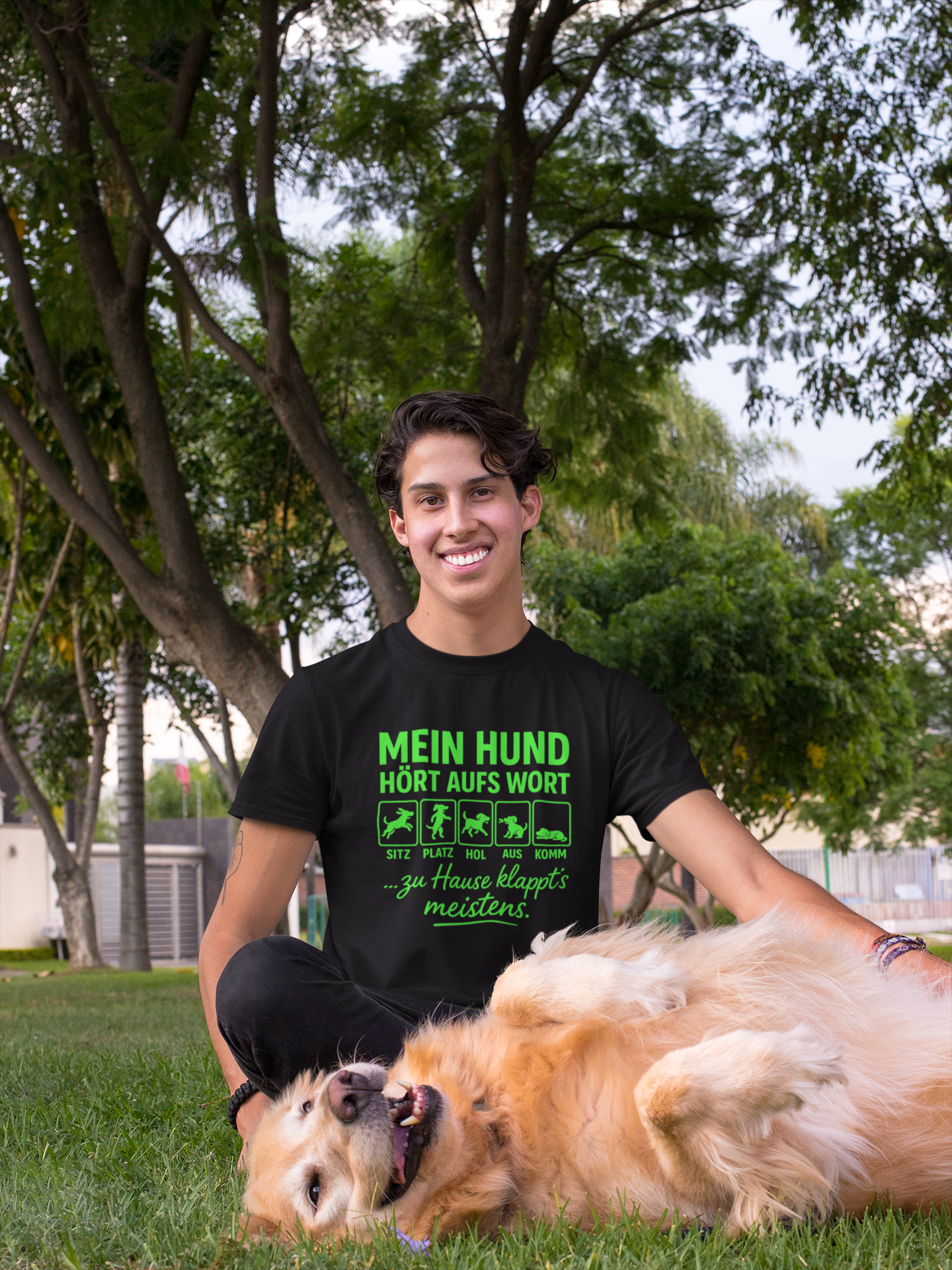Premium Pfotenpoesie T- Shirt Mein Hund Hört Aufs Wort