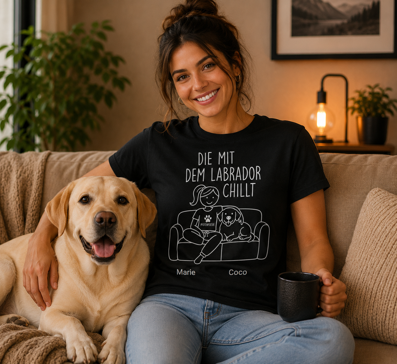 Der /Die mit dem Labrador chillt Premium Shirt