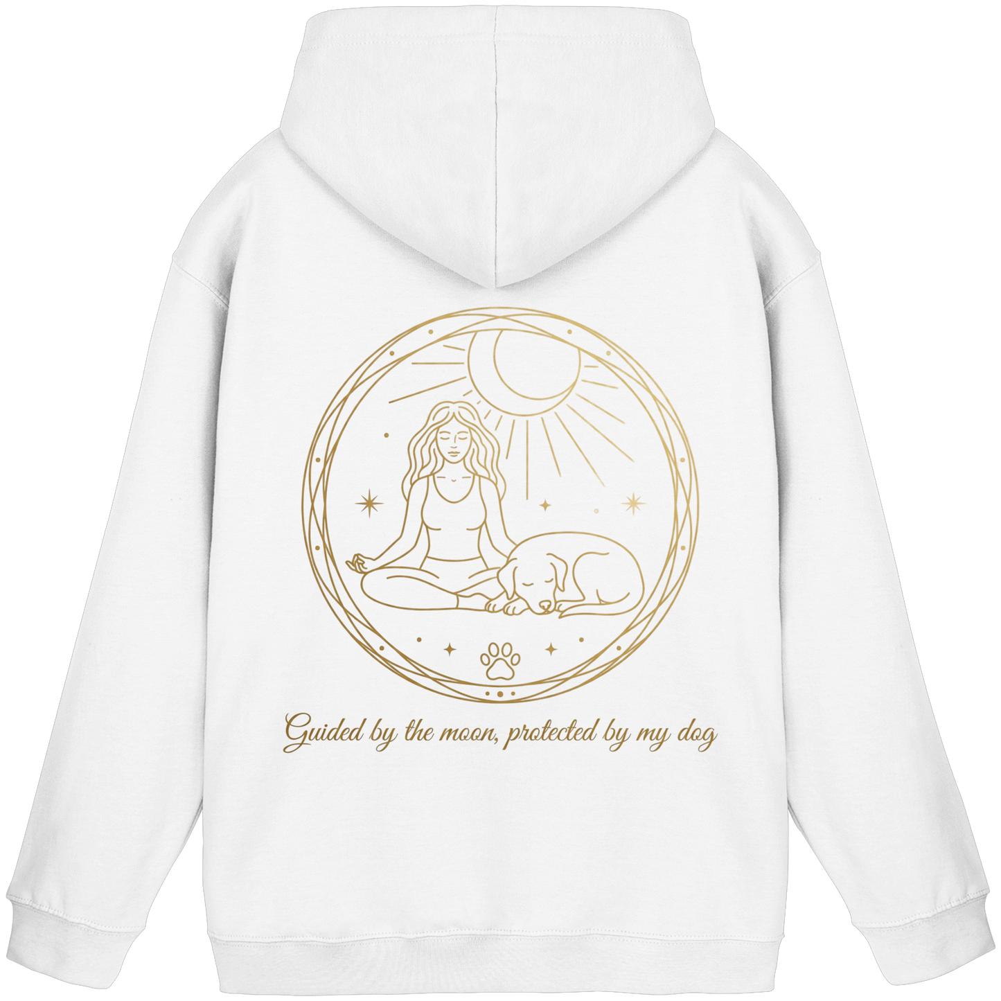 Premium Pfotenpoesie  Unisex Hoodie Guided by the Moon, Protected by My Dog