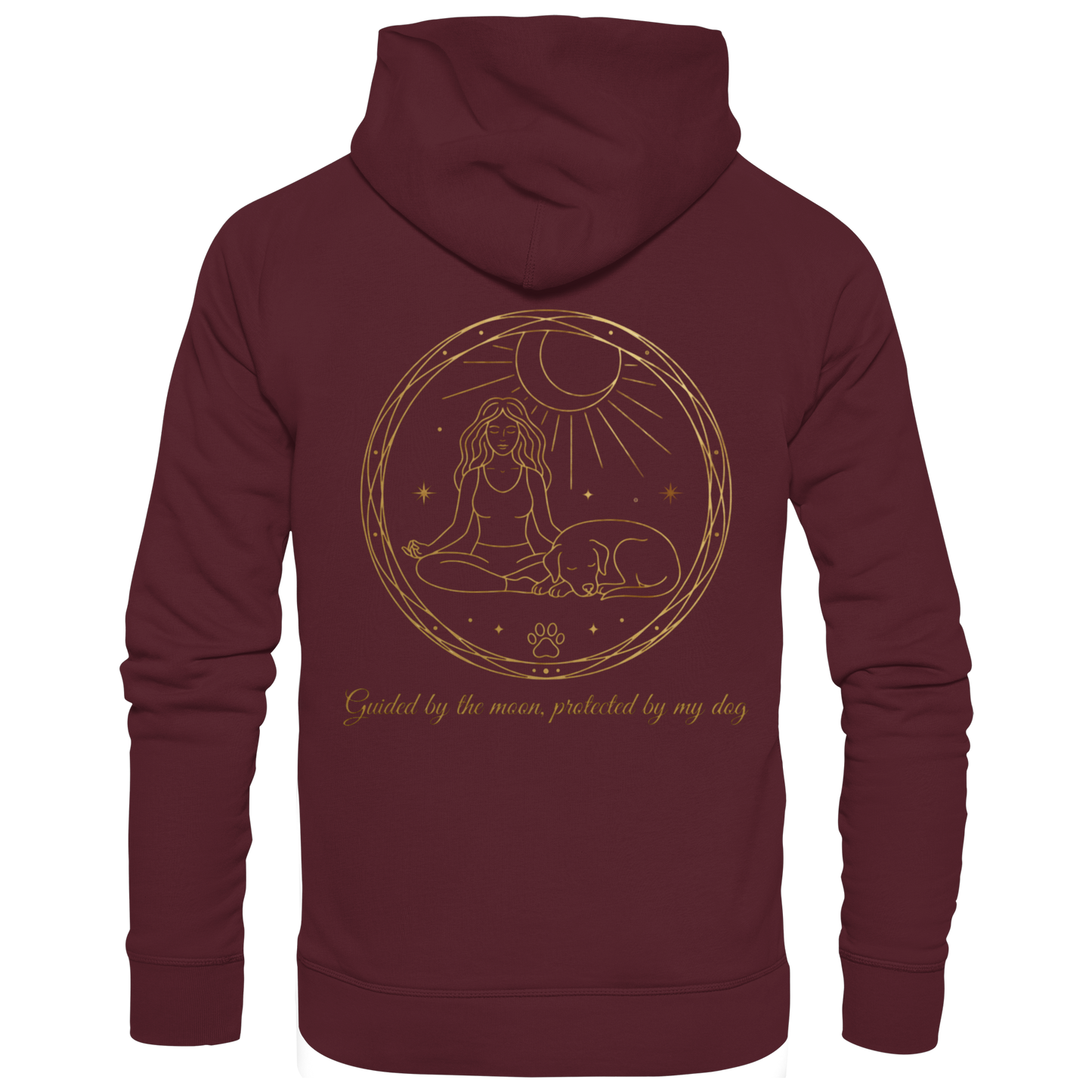 Premium Pfotenpoesie  Unisex Hoodie Guided by the Moon, Protected by My Dog