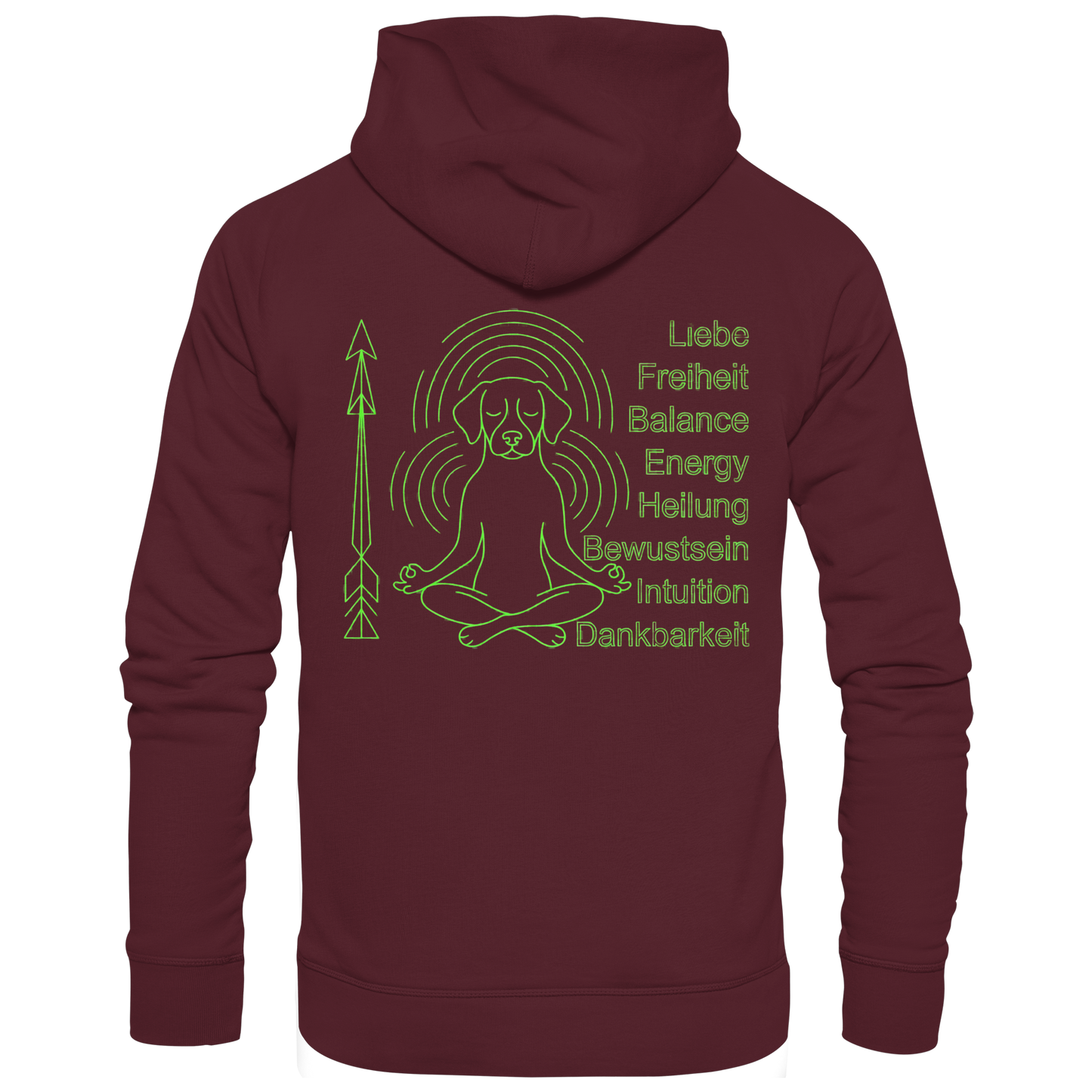 Premium Pfotenpoesie Unisex Hoodie meditierender Hund