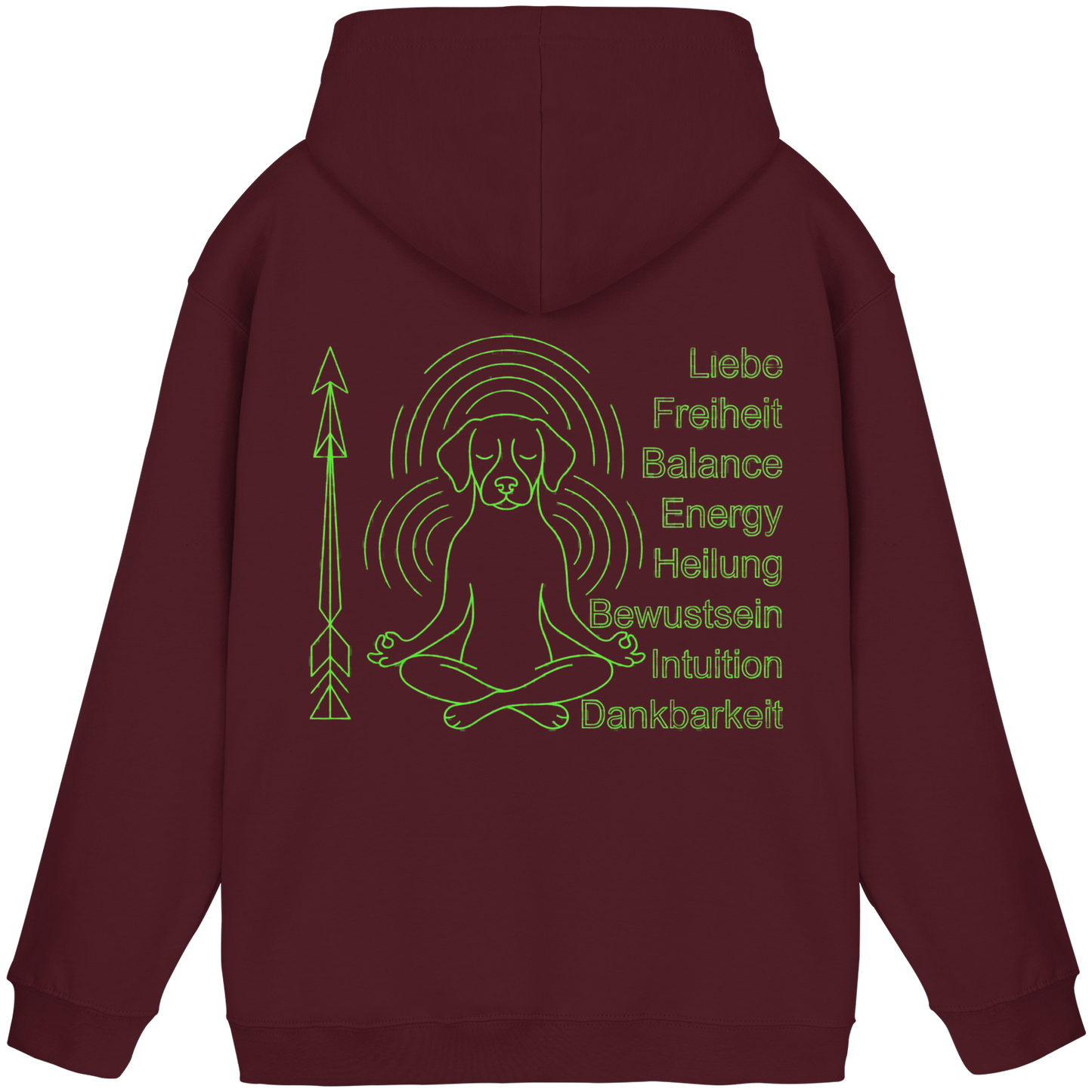 Premium Pfotenpoesie Unisex Hoodie meditierender Hund