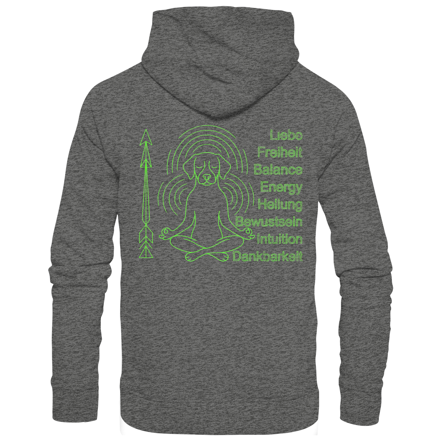 Premium Pfotenpoesie Unisex Hoodie meditierender Hund
