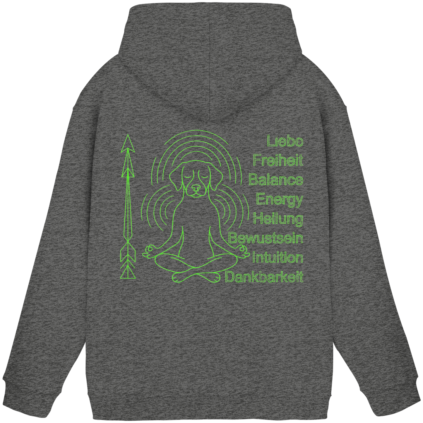 Premium Pfotenpoesie Unisex Hoodie meditierender Hund