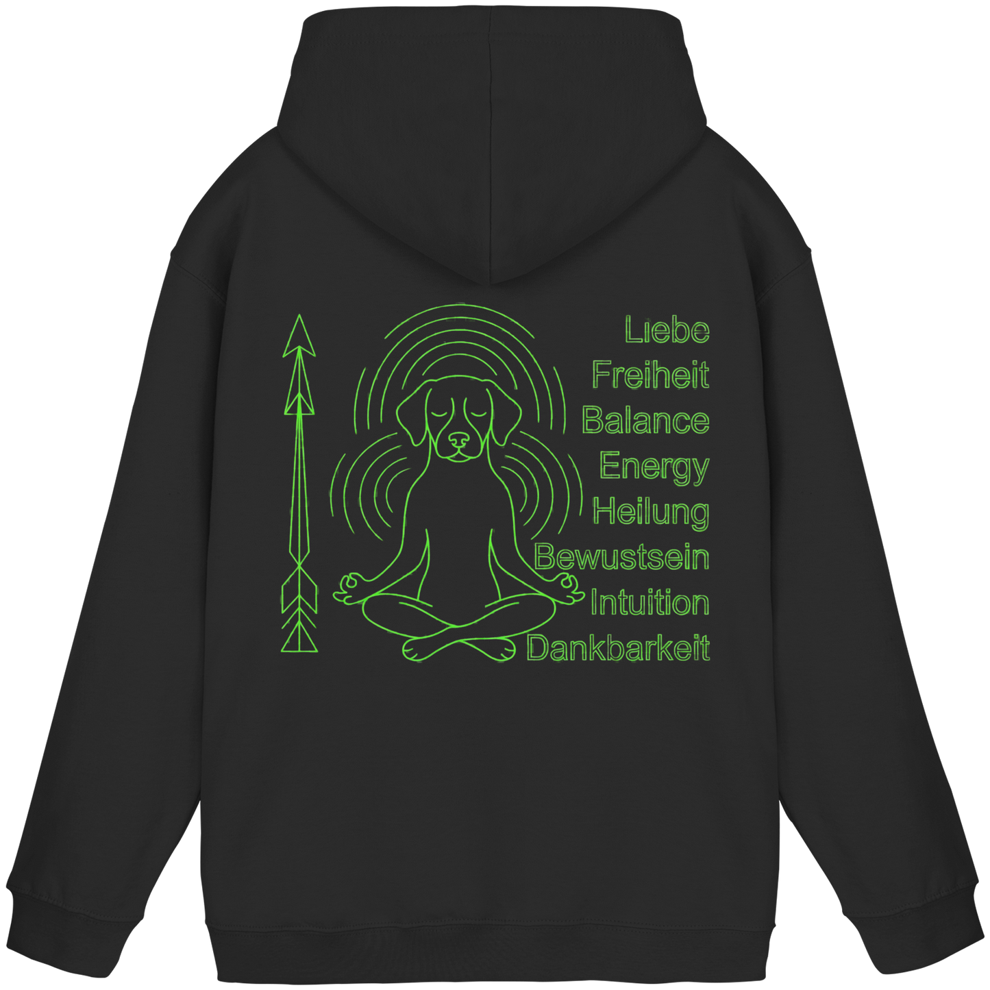 Premium Pfotenpoesie Unisex Hoodie meditierender Hund