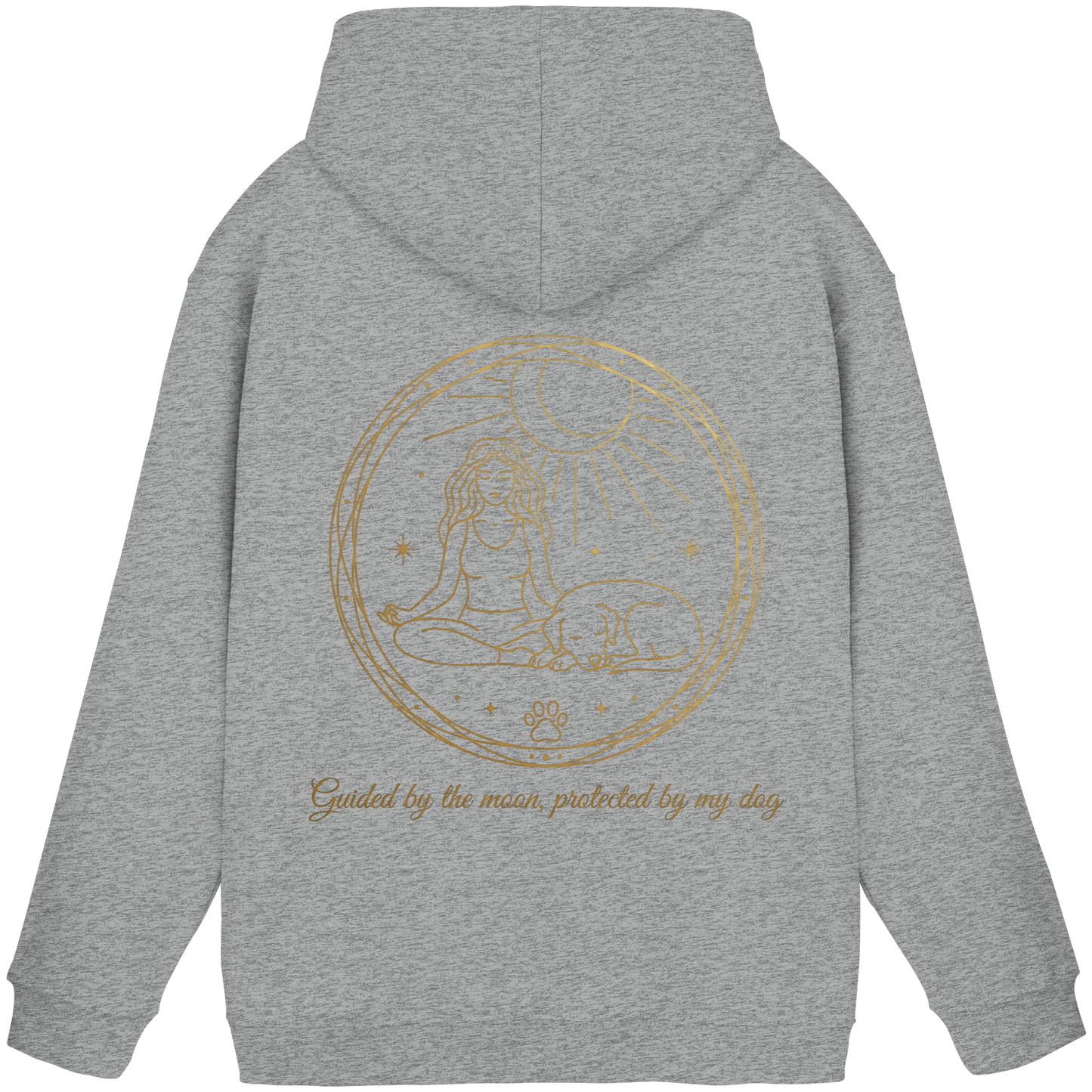 Premium Pfotenpoesie  Unisex Hoodie Guided by the Moon, Protected by My Dog