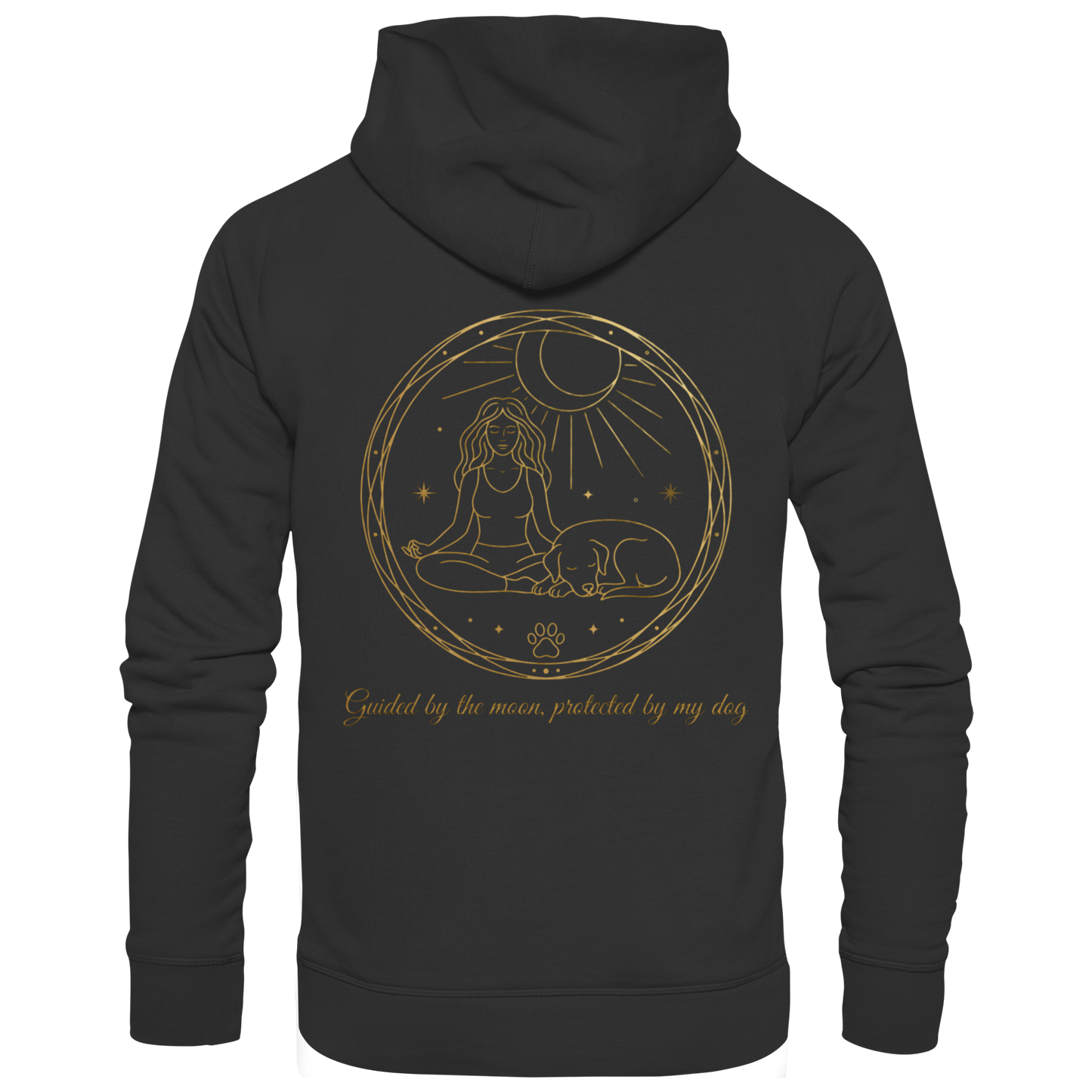Premium Pfotenpoesie  Unisex Hoodie Guided by the Moon, Protected by My Dog