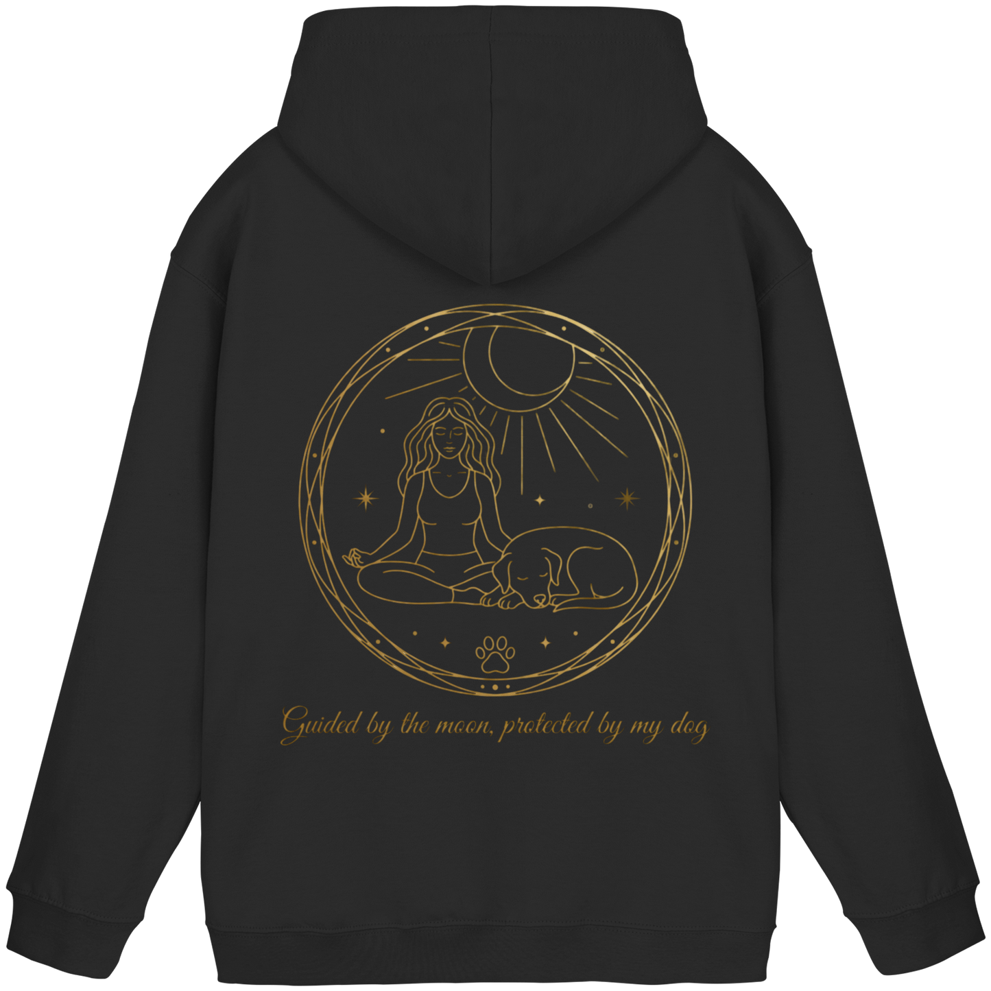 Premium Pfotenpoesie  Unisex Hoodie Guided by the Moon, Protected by My Dog