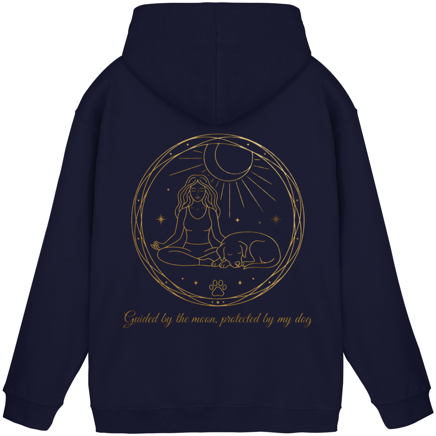 Premium Pfotenpoesie  Unisex Hoodie Guided by the Moon, Protected by My Dog