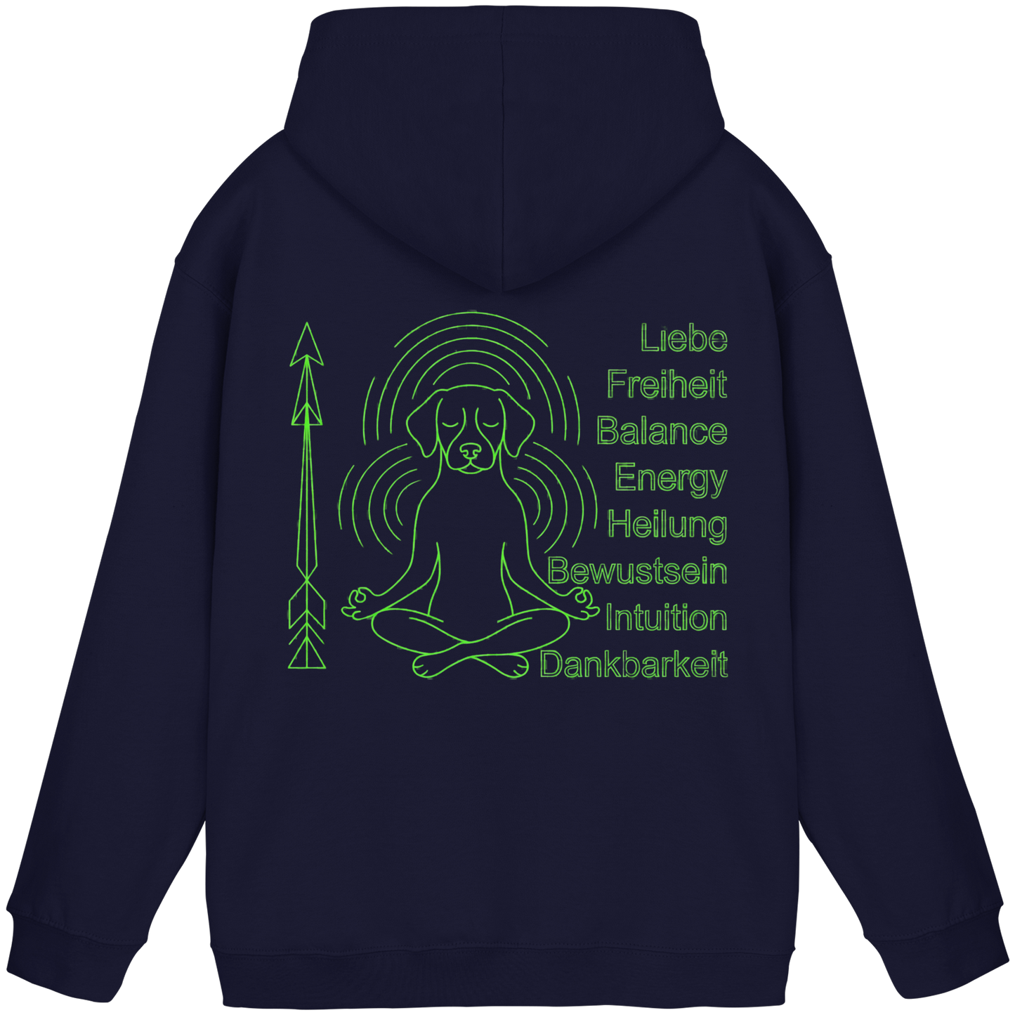 Premium Pfotenpoesie Unisex Hoodie meditierender Hund