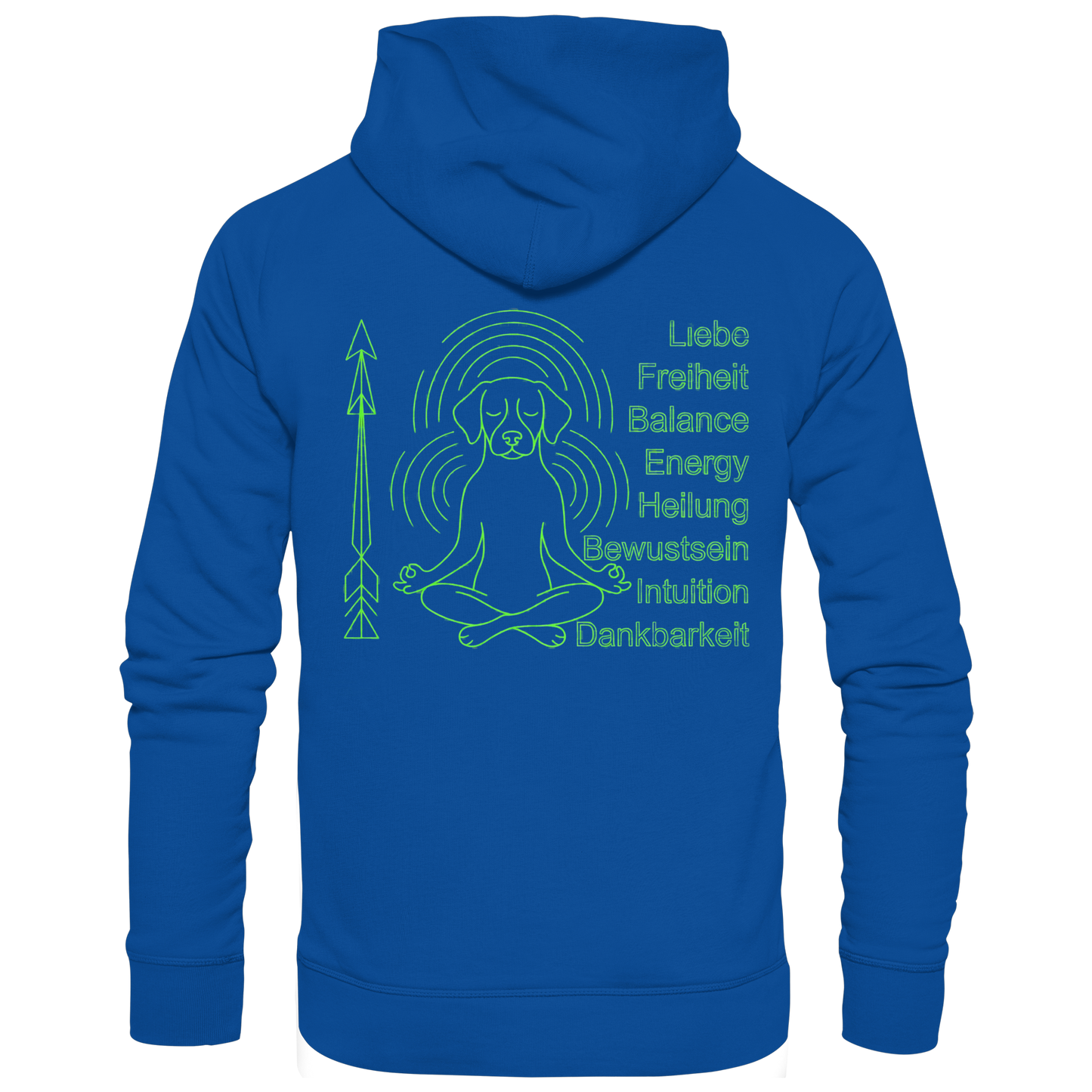 Premium Pfotenpoesie Unisex Hoodie meditierender Hund