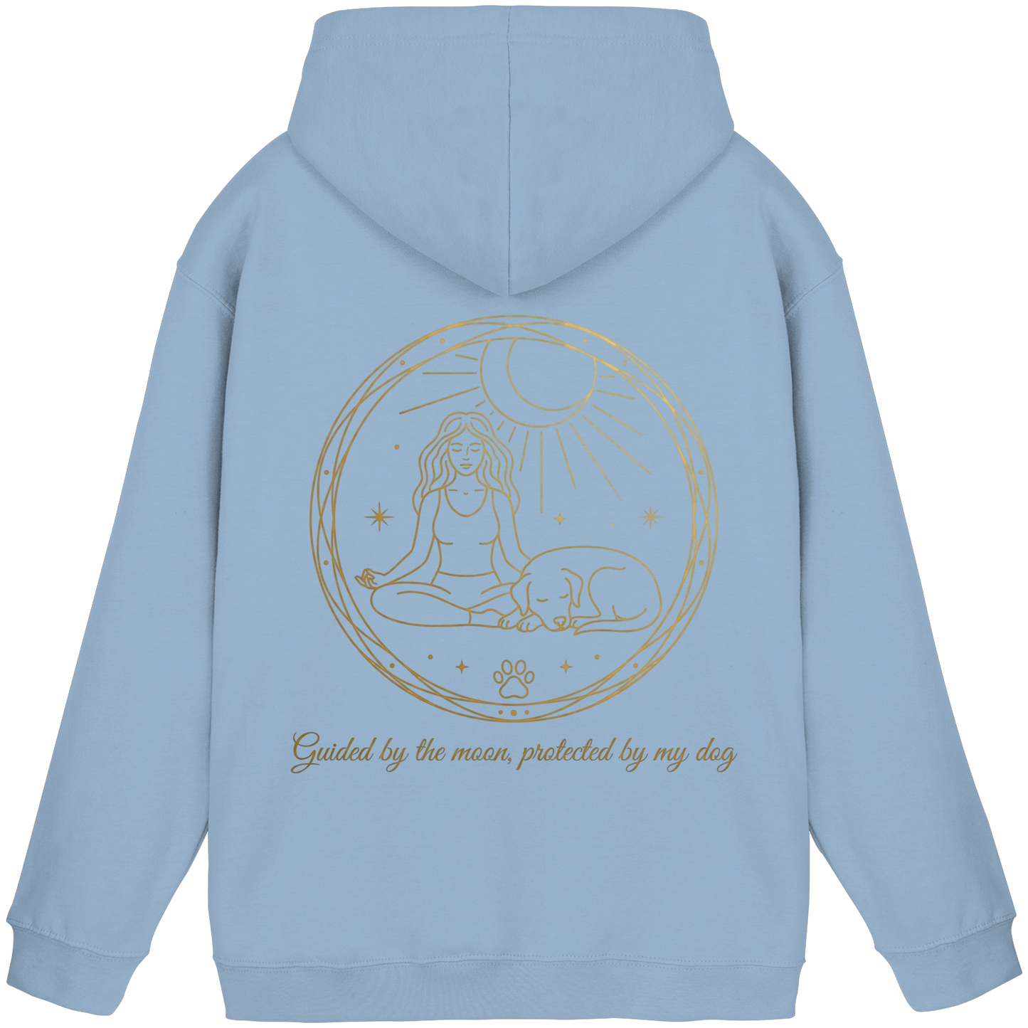 Premium Pfotenpoesie  Unisex Hoodie Guided by the Moon, Protected by My Dog