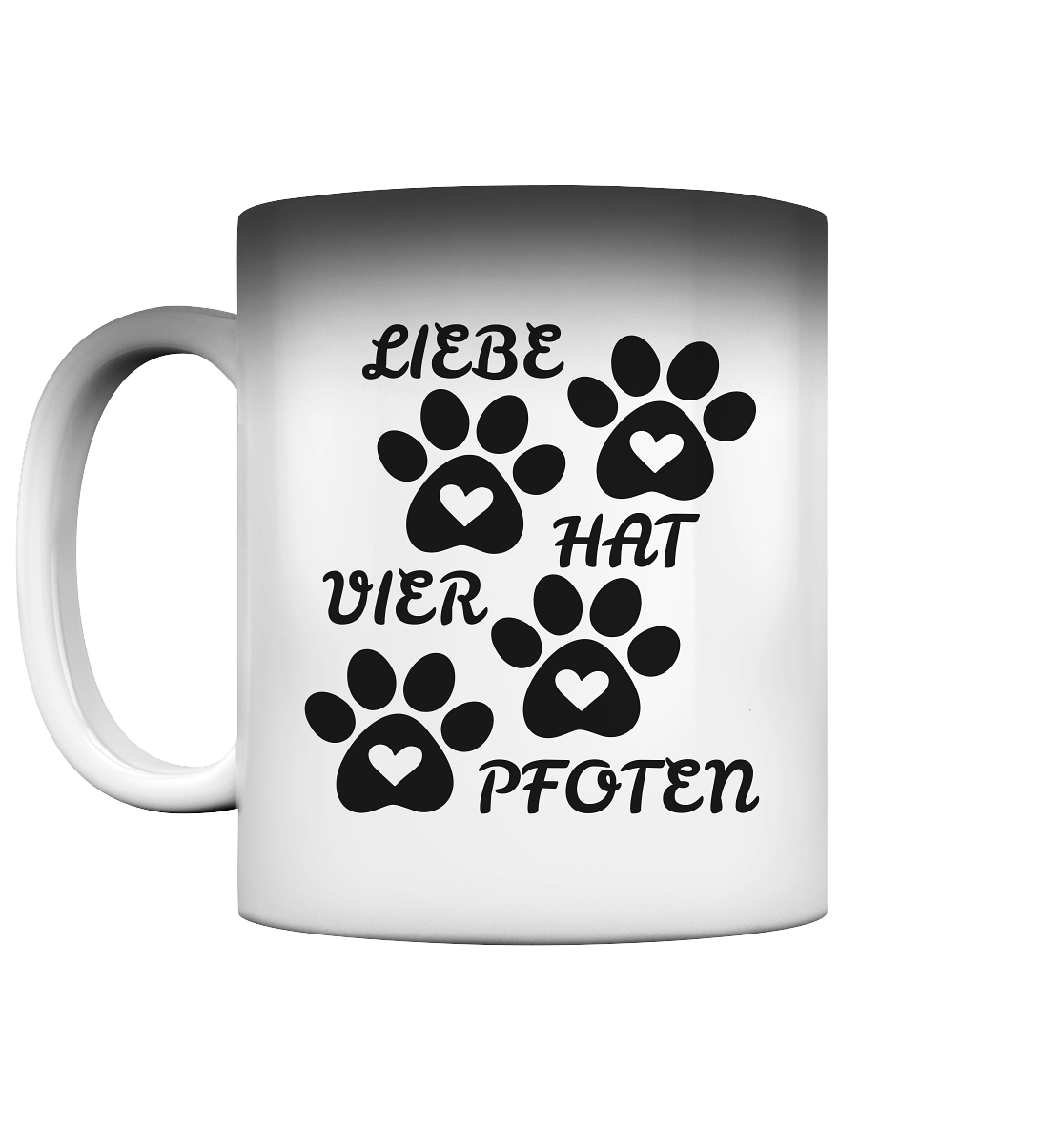 Premium Pfotenpoesie Magic Tasse LIEBE HAT VIER PFOTEN