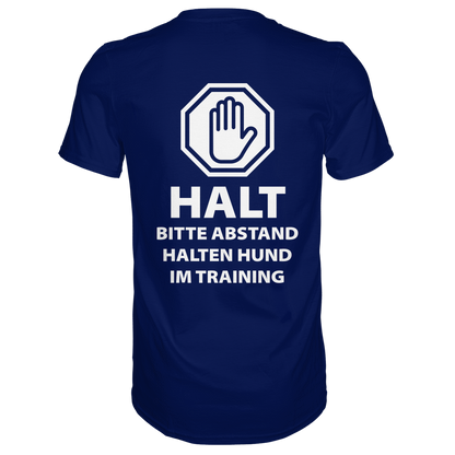 HALT Abstand halten, Hund im Training Premium  Unisex Shirt