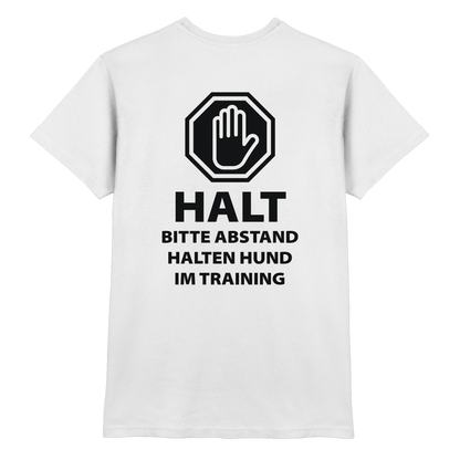 HALT Abstand halten, Hund im Training Premium  Unisex Shirt