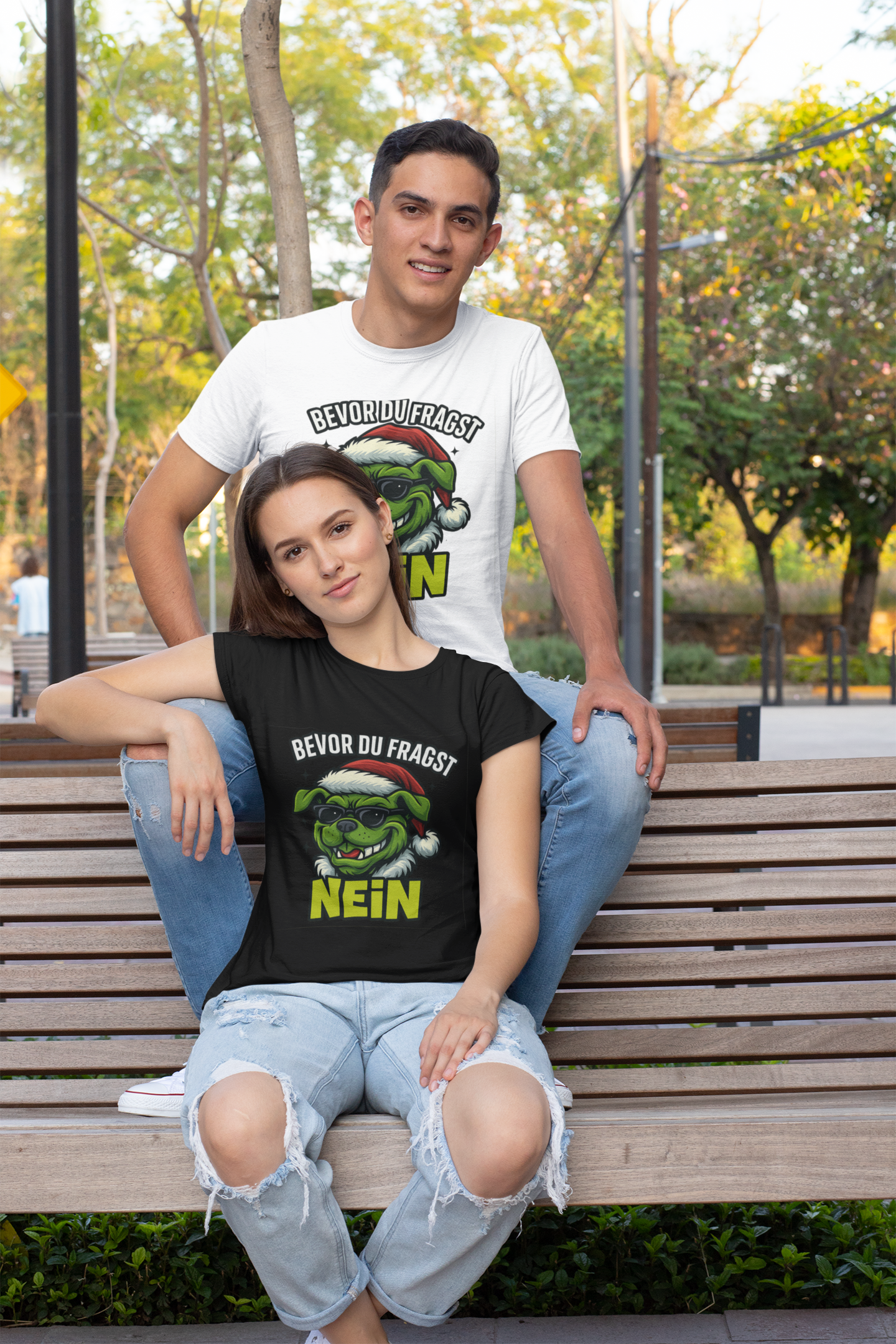 Premium Pfotenpoesie Unisex Shirt Bevor du fragst: NEIN