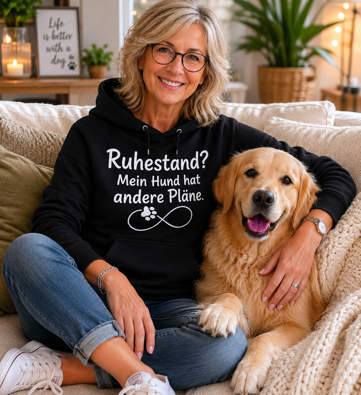 Ruhestand? Mein Hund hat andere Pläne. Unisex Hoodie