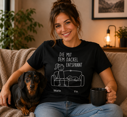 Der/Die mit dem Dackel entspannt  Premium Shirt