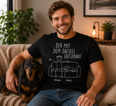 Der/Die mit dem Dackel entspannt  Premium Shirt