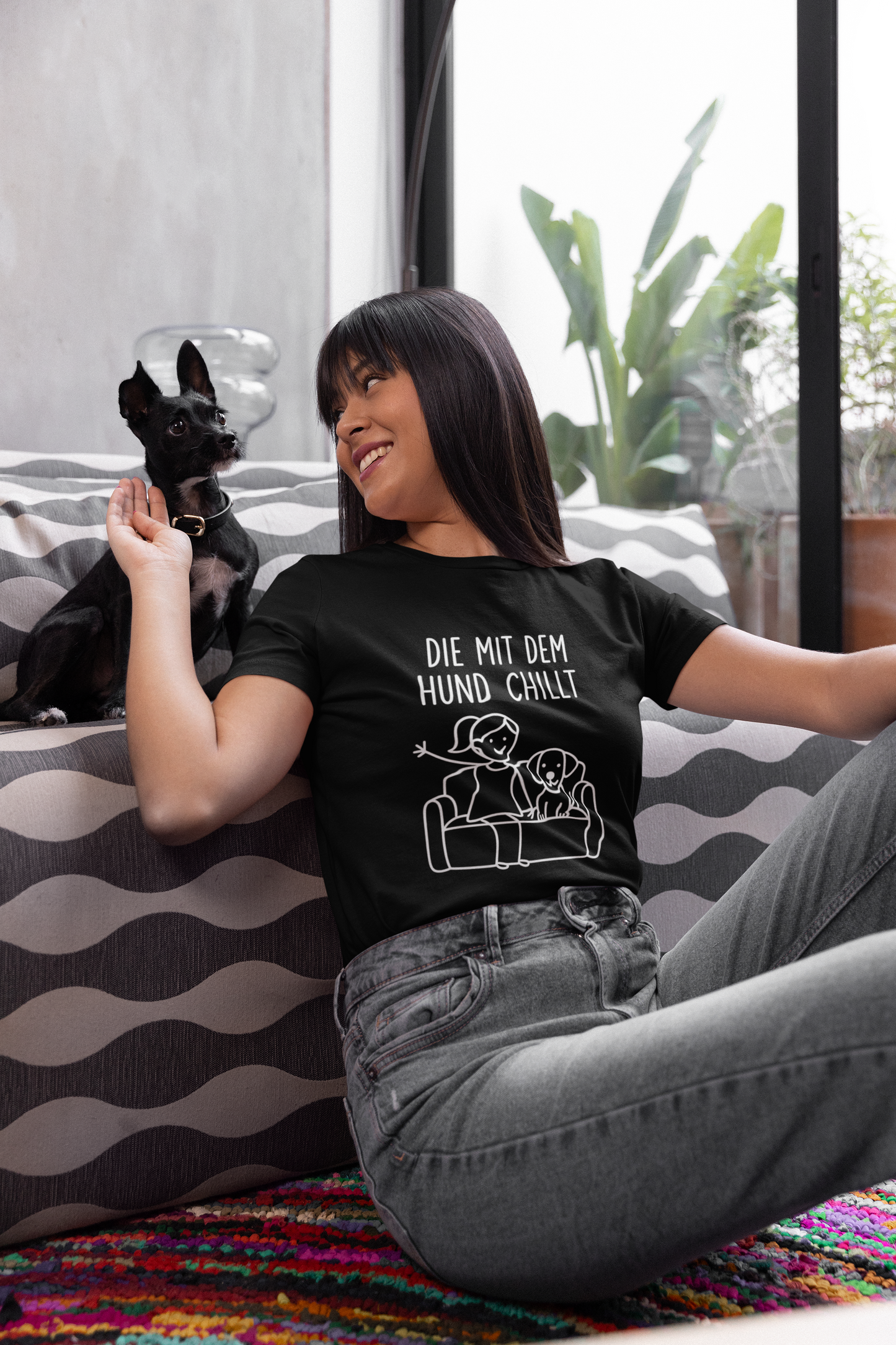 Premium Pfotenpoesie Shirt Die Mit Dem Hund Chillt